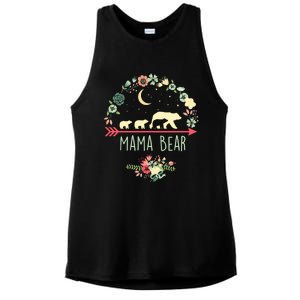 Mama Bear With 3 Cubs Funny Gift Floral Mothers Day Ladies PosiCharge Tri-Blend Wicking Tank