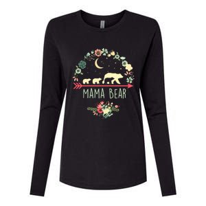 Mama Bear With 3 Cubs Funny Gift Floral Mothers Day Womens Cotton Relaxed Long Sleeve T-Shirt