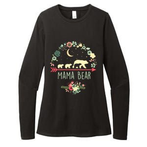 Mama Bear With 3 Cubs Funny Gift Floral Mothers Day Womens CVC Long Sleeve Shirt