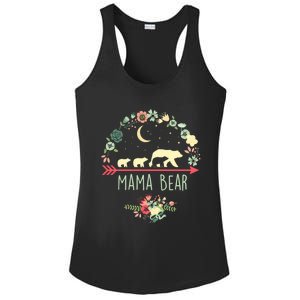 Mama Bear With 3 Cubs Funny Gift Floral Mothers Day Ladies PosiCharge Competitor Racerback Tank