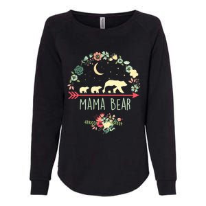 Mama Bear With 3 Cubs Funny Gift Floral Mothers Day Womens California Wash Sweatshirt