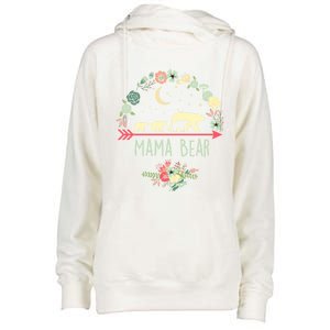 Mama Bear With 3 Cubs Funny Gift Floral Mothers Day Womens Funnel Neck Pullover Hood