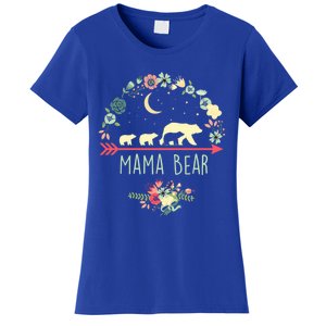 Mama Bear With 3 Cubs Funny Gift Floral Mothers Day Women's T-Shirt