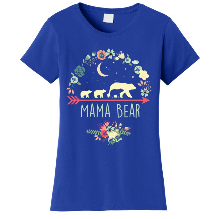 Mama Bear With 3 Cubs Funny Gift Floral Mothers Day Women's T-Shirt