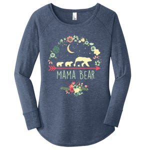 Mama Bear With 3 Cubs Funny Gift Floral Mothers Day Women's Perfect Tri Tunic Long Sleeve Shirt