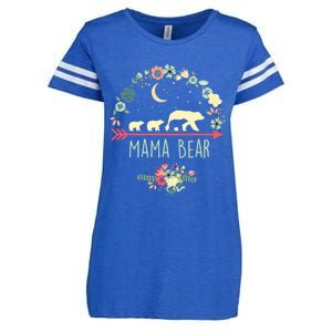 Mama Bear With 3 Cubs Funny Gift Floral Mothers Day Enza Ladies Jersey Football T-Shirt