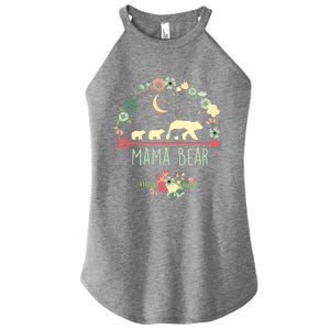 Mama Bear With 3 Cubs Funny Gift Floral Mothers Day Women's Perfect Tri Rocker Tank