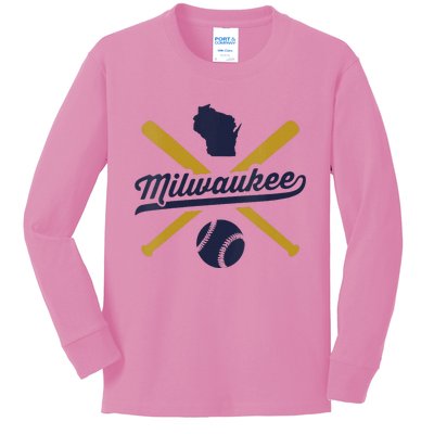 Milwaukee Baseball Wisconsin Pride Love City Kids Long Sleeve Shirt