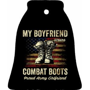 My Boyfriend Wears Combat Boots Proud Army Girlfriend Ceramic Bell Ornament