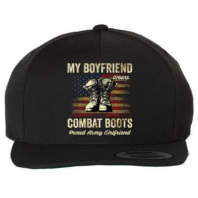 My Boyfriend Wears Combat Boots Proud Army Girlfriend Wool Snapback Cap