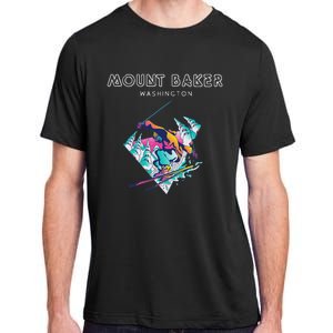 Mount Baker Washington Retro Skier Adult ChromaSoft Performance T-Shirt