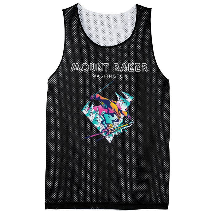 Mount Baker Washington Retro Skier Mesh Reversible Basketball Jersey Tank