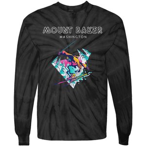 Mount Baker Washington Retro Skier Tie-Dye Long Sleeve Shirt