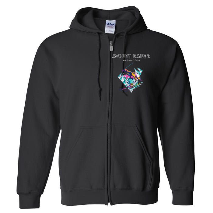 Mount Baker Washington Retro Skier Full Zip Hoodie