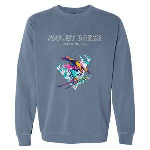 Mount Baker Washington Retro Skier Garment-Dyed Sweatshirt