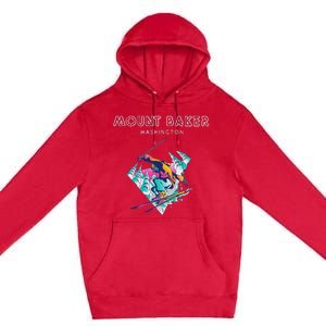 Mount Baker Washington Retro Skier Premium Pullover Hoodie