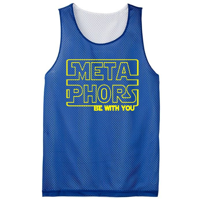 Metaphors Be With You Funny English Teacher Cute Gift Funny Gift Mesh Reversible Basketball Jersey Tank