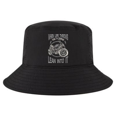 Motorcycle Biker When Life Throws You A Curve Lean Into It Cool Comfort Performance Bucket Hat