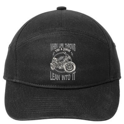 Motorcycle Biker When Life Throws You A Curve Lean Into It 7-Panel Snapback Hat