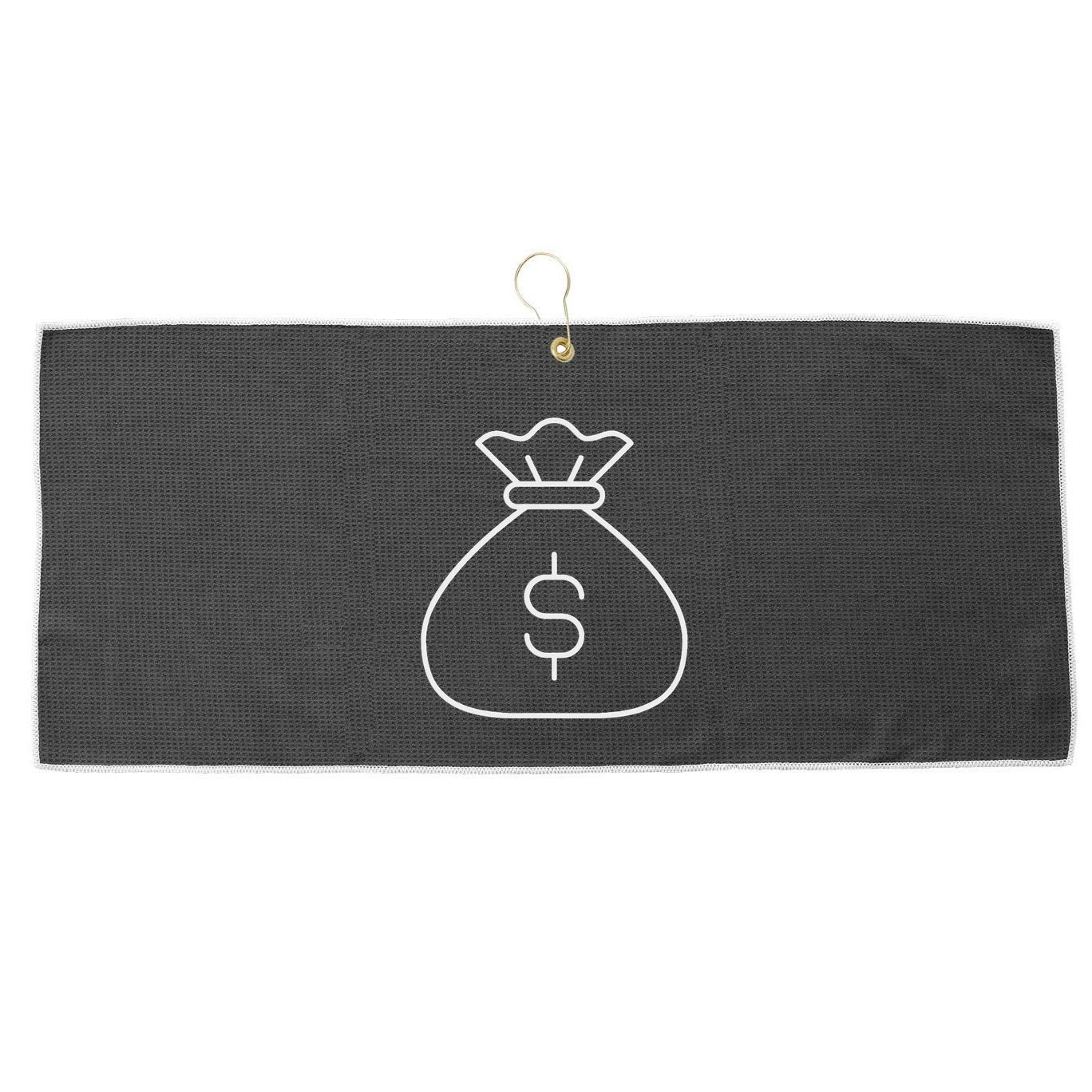 Money Bag With Dollar Sign Simple White Large Microfiber Waffle Golf Towel