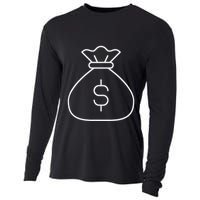 Money Bag With Dollar Sign Simple White Cooling Performance Long Sleeve Crew