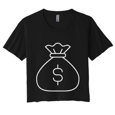 Money Bag With Dollar Sign Simple White Crop Top