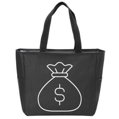 Money Bag With Dollar Sign Simple White Zip Tote Bag