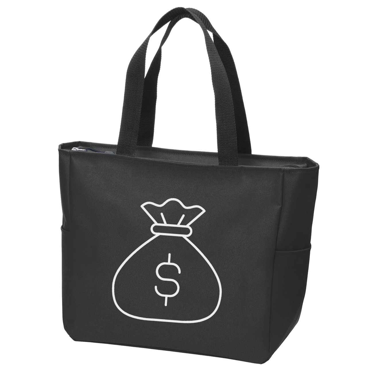 Money Bag With Dollar Sign Simple White Zip Tote Bag