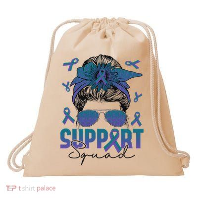 Messy Bun Woman Support Squad Anal Cancer Awareness Women Drawstring Bag
