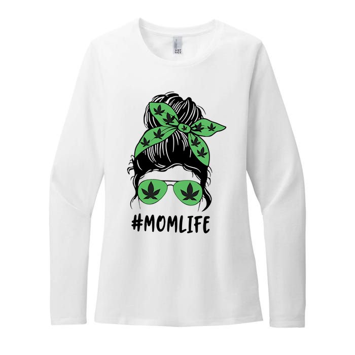 Messy Bun Weed Mom Life Weed Gift For Cannabis Mom Life Mother's Day Womens CVC Long Sleeve Shirt