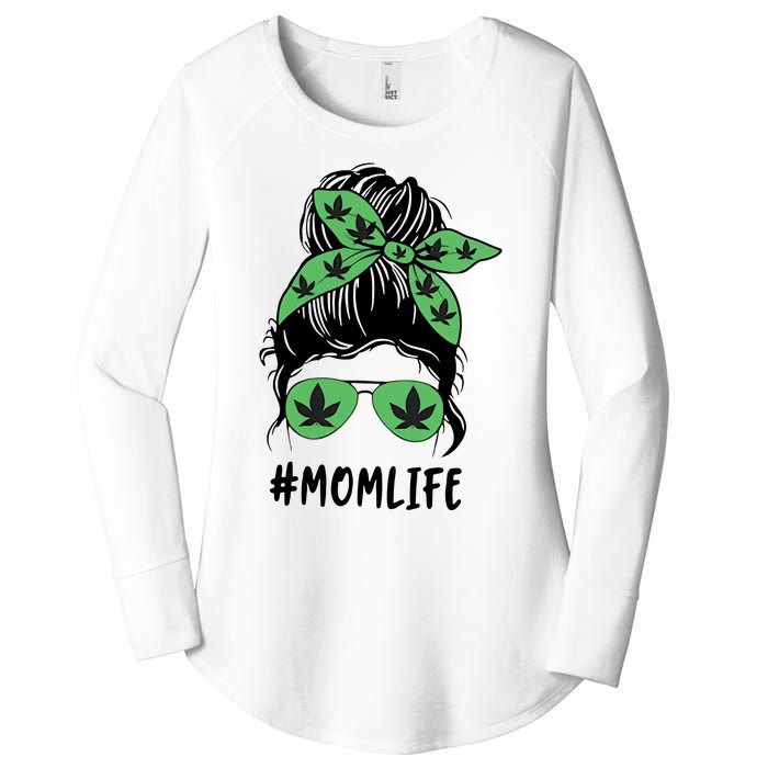 Messy Bun Weed Mom Life Weed Gift For Cannabis Mom Life Mother's Day Women's Perfect Tri Tunic Long Sleeve Shirt