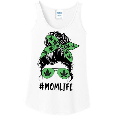 Messy Bun Weed Mom Life Weed Gift For Cannabis Mom Life Mother's Day Ladies Essential Tank