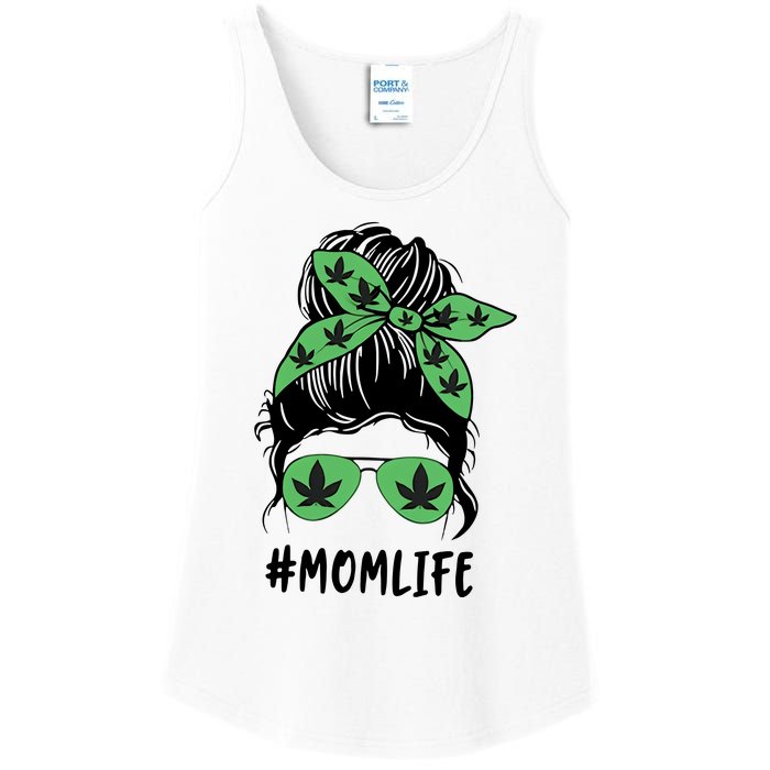 Messy Bun Weed Mom Life Weed Gift For Cannabis Mom Life Mother's Day Ladies Essential Tank