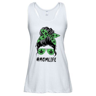 Messy Bun Weed Mom Life Weed Gift For Cannabis Mom Life Mother's Day Ladies Essential Flowy Tank