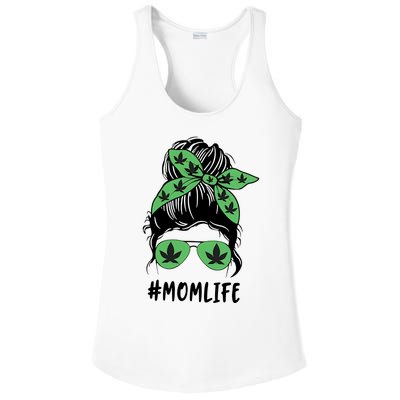 Messy Bun Weed Mom Life Weed Gift For Cannabis Mom Life Mother's Day Ladies PosiCharge Competitor Racerback Tank