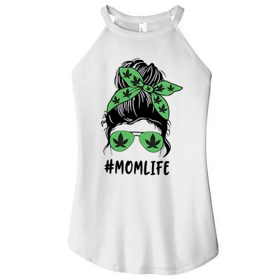 Messy Bun Weed Mom Life Weed Gift For Cannabis Mom Life Mother's Day Women's Perfect Tri Rocker Tank