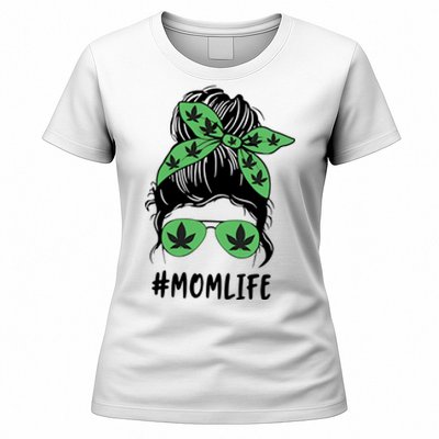 Messy Bun Weed Mom Life Weed Gift For Cannabis Mom Life Mother's Day Women's T-Shirt