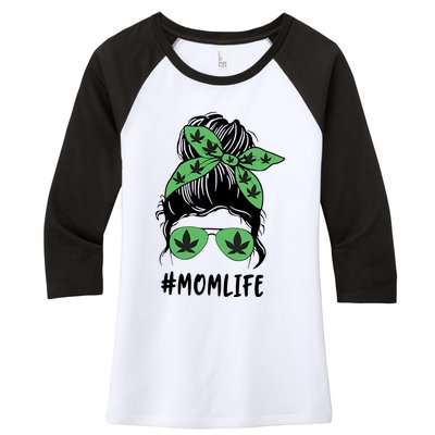 Messy Bun Weed Mom Life Weed Gift For Cannabis Mom Life Mother's Day Women's Tri-Blend 3/4-Sleeve Raglan Shirt