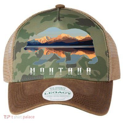 Montana Bear With Glacier National Park Lake Image Souvenir Legacy Tie Dye Trucker Hat