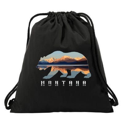 Montana Bear With Glacier National Park Lake Image Souvenir Drawstring Bag