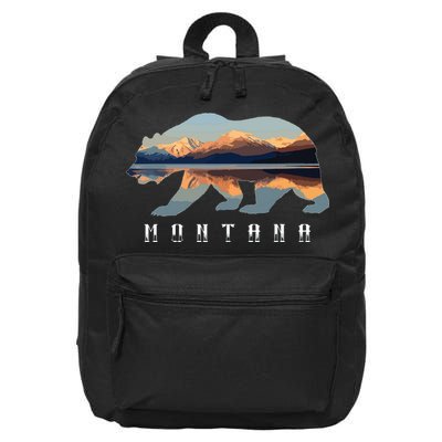 Montana Bear With Glacier National Park Lake Image Souvenir 16 in Basic Backpack
