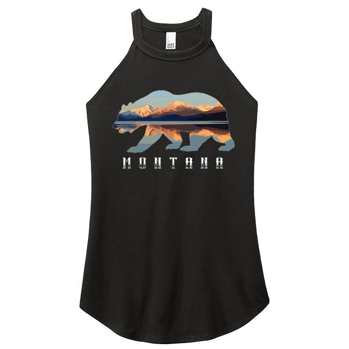 Montana Bear With Glacier National Park Lake Image Souvenir Women's Perfect Tri Rocker Tank