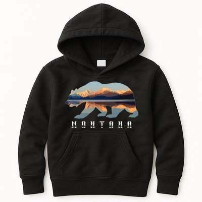 Montana Bear With Glacier National Park Lake Image Souvenir Kids Hoodie