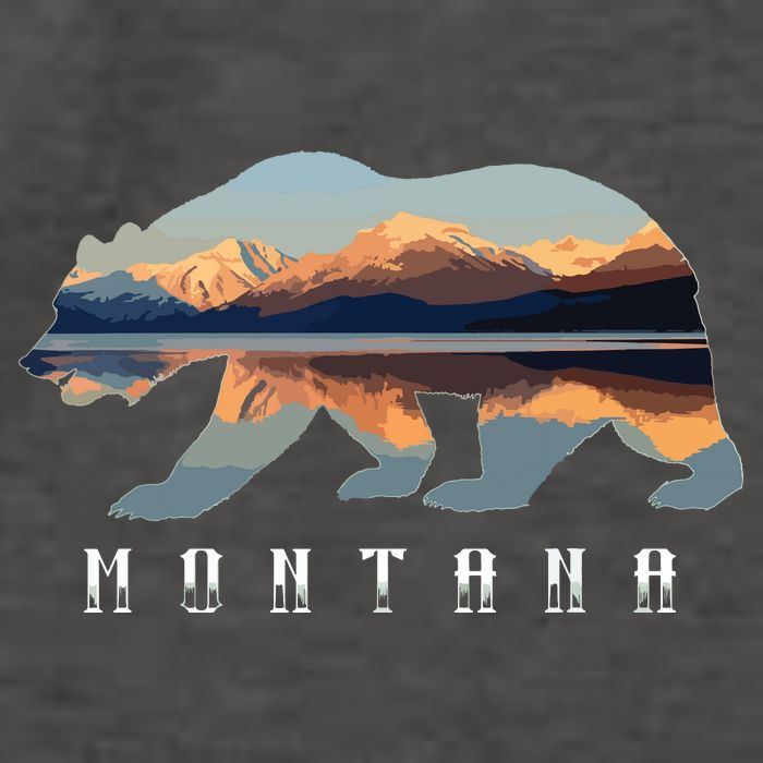 Montana Bear With Glacier National Park Lake Image Souvenir Vector Backpack