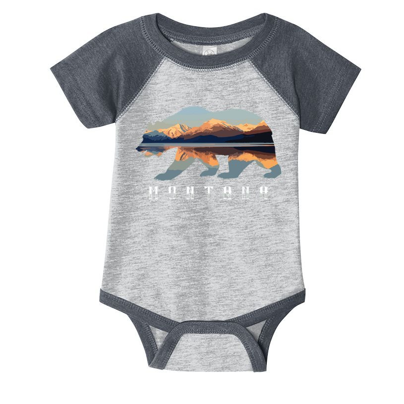 Montana Bear With Glacier National Park Lake Image Souvenir Infant Baby Jersey Bodysuit