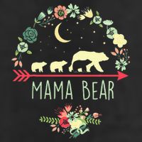 Mama Bear with 3 Cubs Floral Mother's Day Beanie