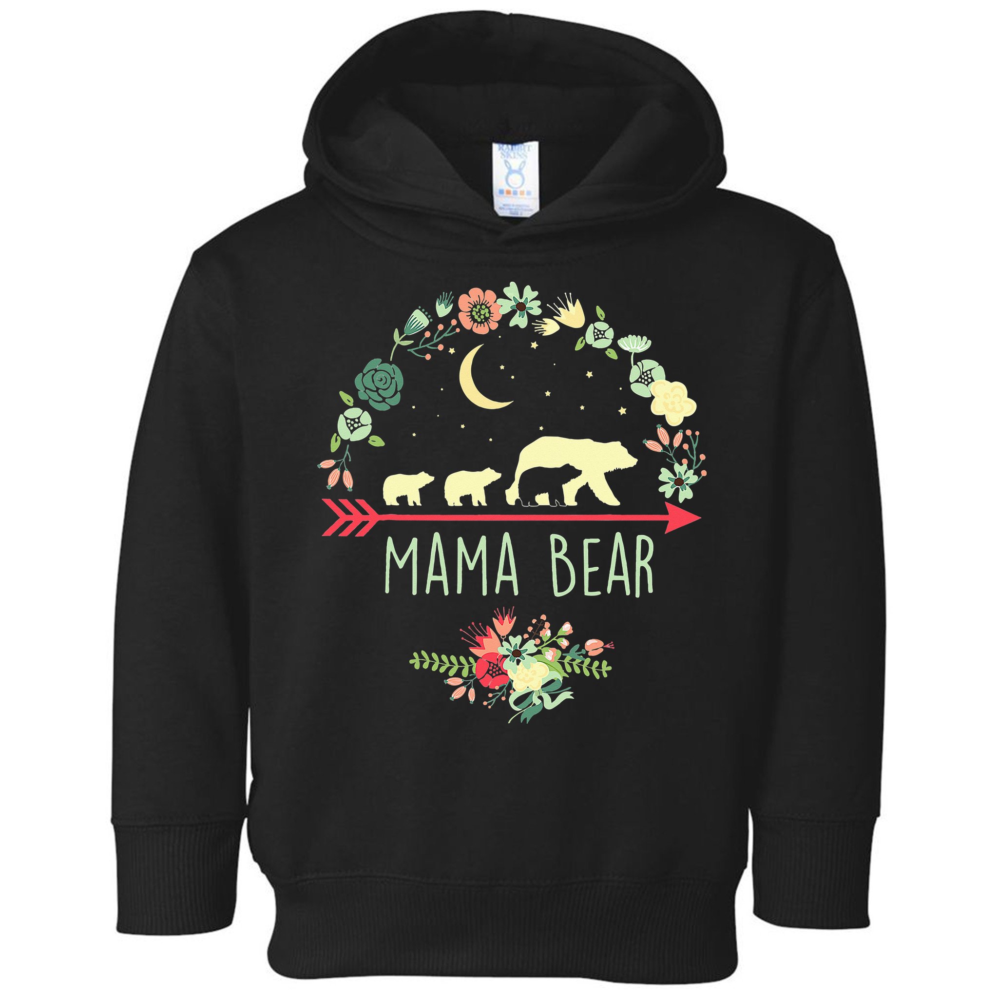 Mama Bear with 3 Cubs Floral Mother's Day Toddler Hoodie