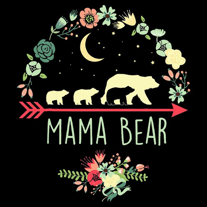 Mama Bear with 3 Cubs Floral Mother's Day Tank Top