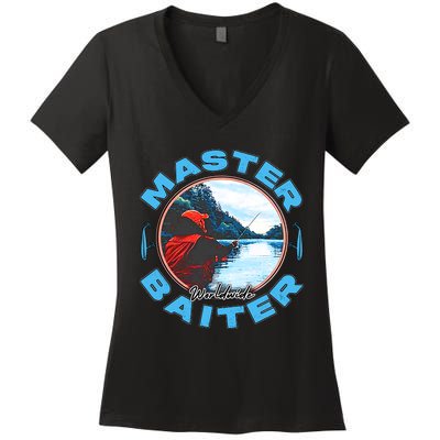 Master Baiter Worldwide Fishing Women's V-Neck T-Shirt