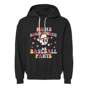 Mom Baseball White Baseball Pants Funny Baseball Mama Garment-Dyed Fleece Hoodie